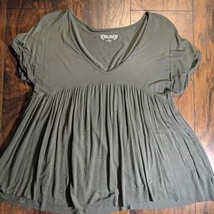 Army Green Flowy Empire Waist Shirt